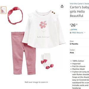 Carter’s “hello beautiful” 4-pc Outfit Set, 0–3 Months